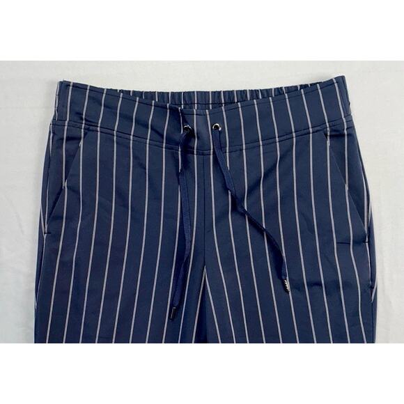 Athleta Women's Stripe Midtown Lightweight Pull On Ankle Pants. Navy, Women's 6. - Picture 6 of 9